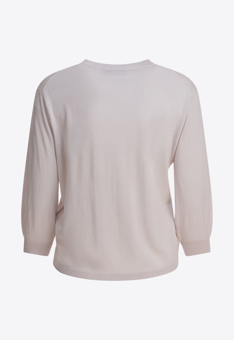 S Max Mara Amico Wool Knit Sweater Gray 2529366041AMICO001_82872