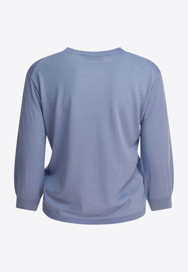 S Max Mara Amico Wool Knit Sweater Blue 2529366041AMICO015_82861