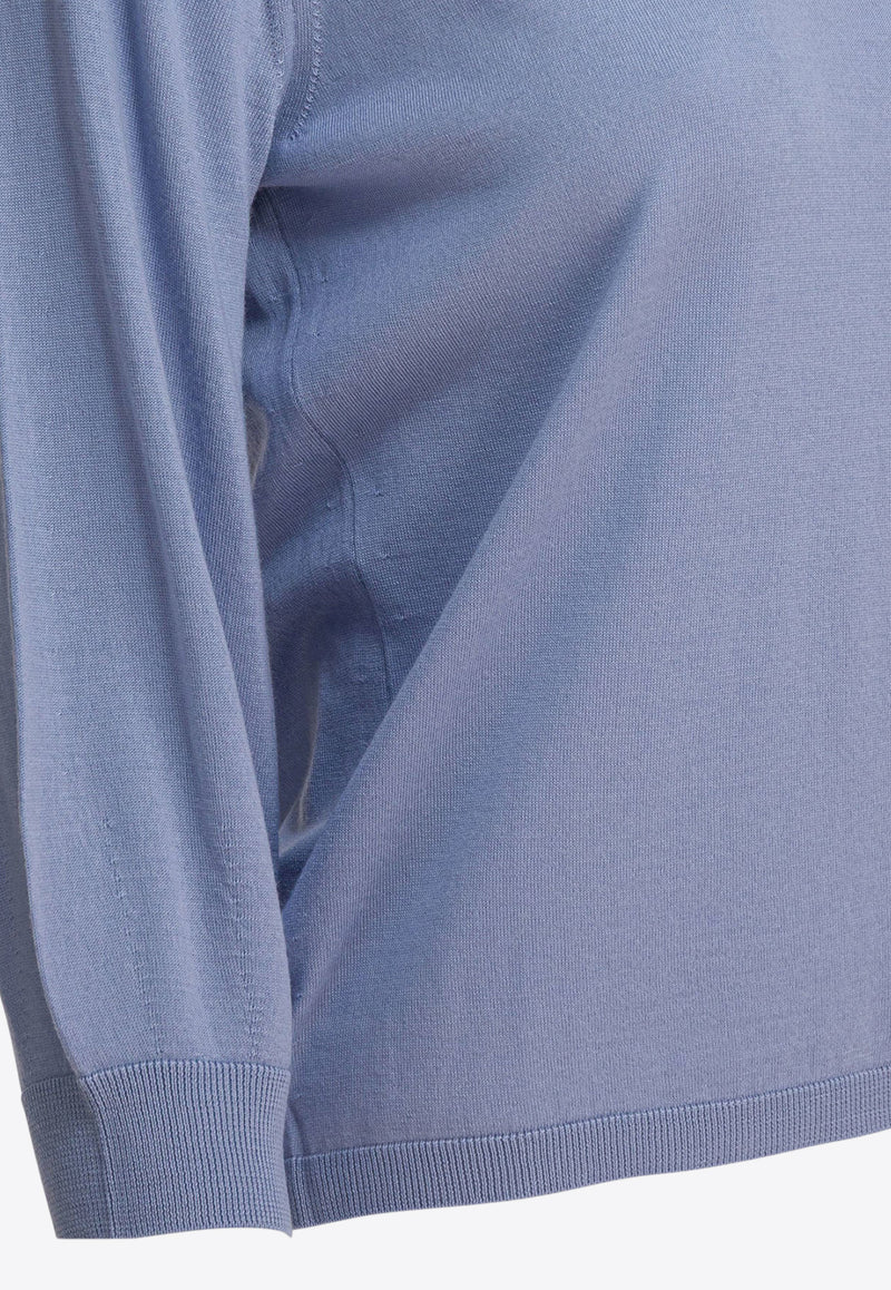 S Max Mara Amico Wool Knit Sweater Blue 2529366041AMICO015_82861