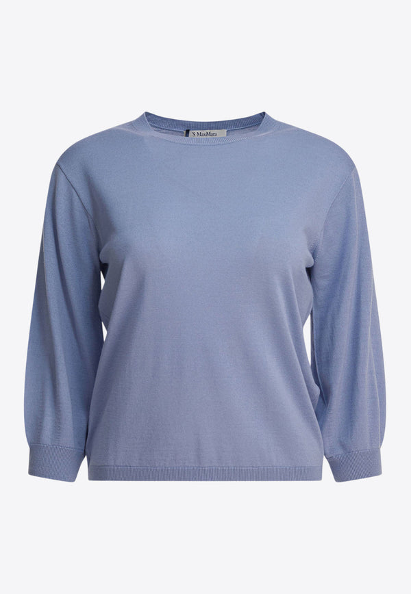 S Max Mara Amico Wool Knit Sweater Blue 2529366041AMICO015_82861