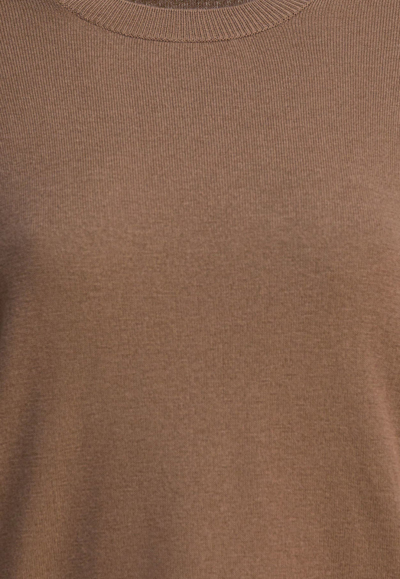 S Max Mara Eco Wool Knit Sweater with Elbow Patch Brown 2529366091ECO002_17b9b3a0-0319-44c6-a1e0-72d0cbd4b59a