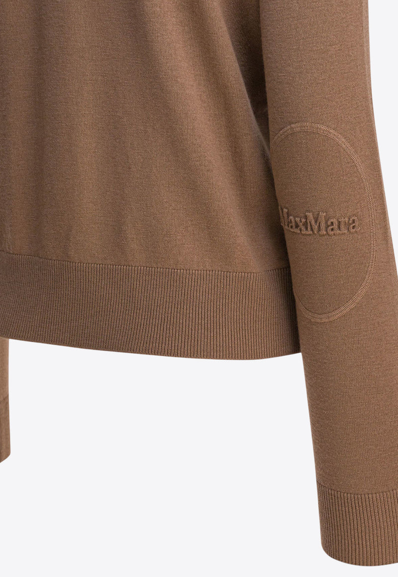 S Max Mara Eco Wool Knit Sweater with Elbow Patch Brown 2529366091ECO002_17b9b3a0-0319-44c6-a1e0-72d0cbd4b59a