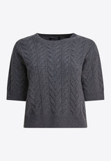 S Max Mara Dominus Cable Knit Wool Cropped Top Gray 2529366111DOMINUS007_82681