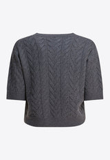 S Max Mara Dominus Cable Knit Wool Cropped Top Gray 2529366111DOMINUS007_82681