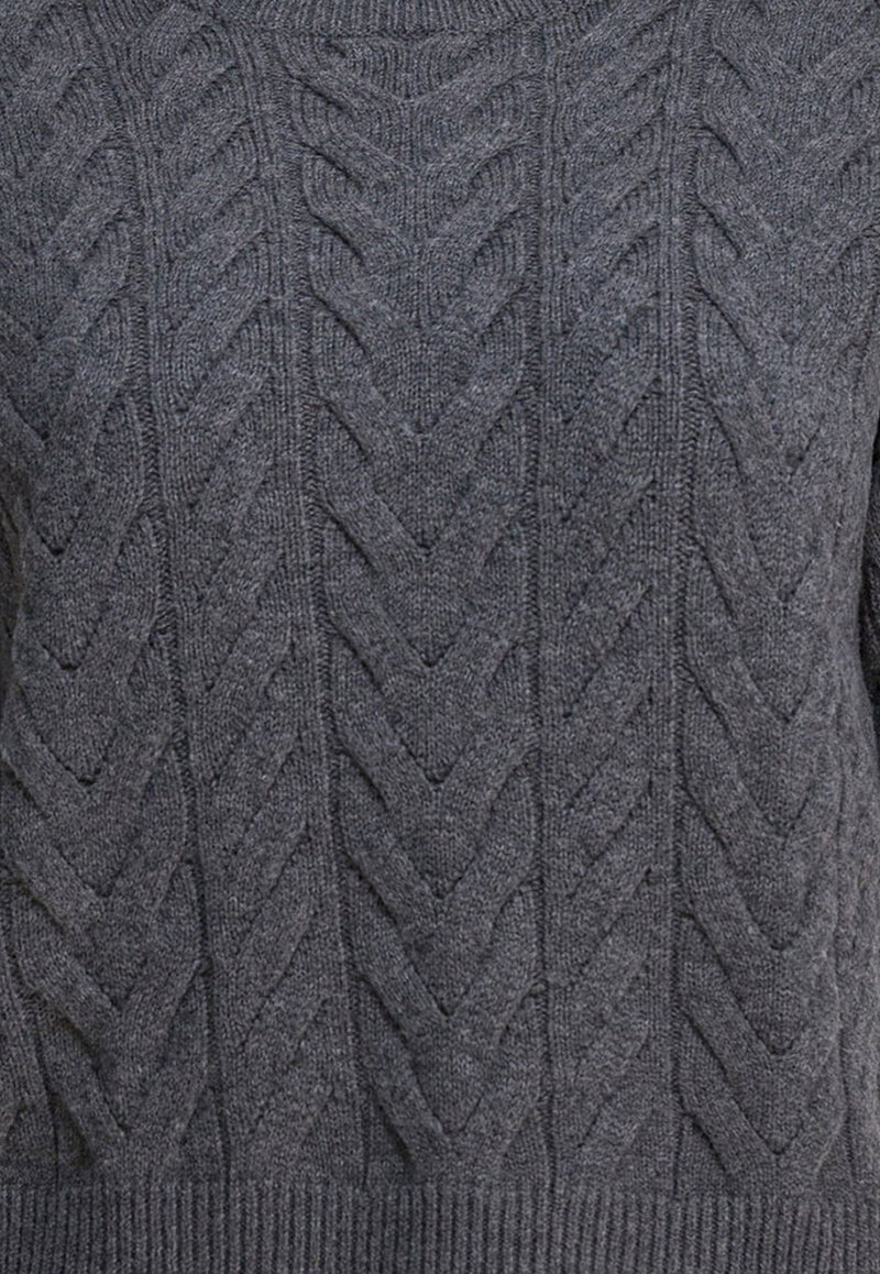 S Max Mara Dominus Cable Knit Wool Cropped Top Gray 2529366111DOMINUS007_82681