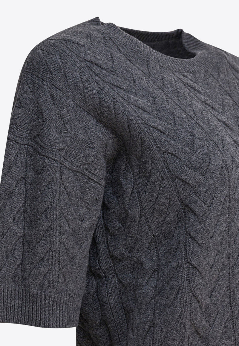 S Max Mara Dominus Cable Knit Wool Cropped Top Gray 2529366111DOMINUS007_82681