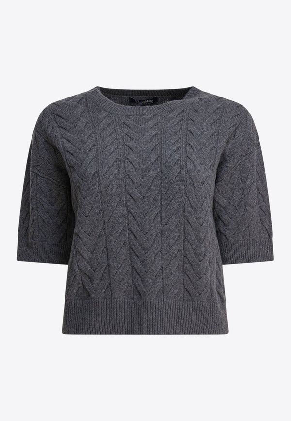 S Max Mara Dominus Cable Knit Wool Cropped Top Gray 2529366111DOMINUS007_82681