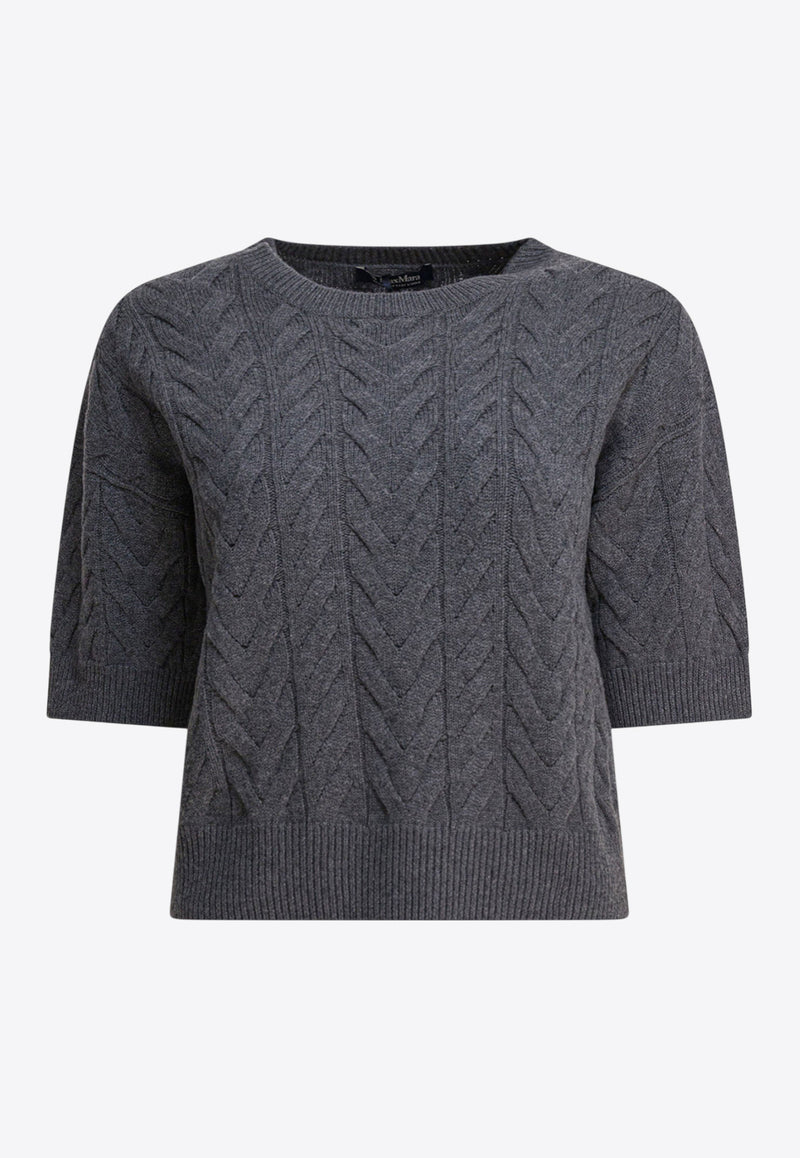 S Max Mara Dominus Cable Knit Wool Cropped Top Gray 2529366111DOMINUS007_82681