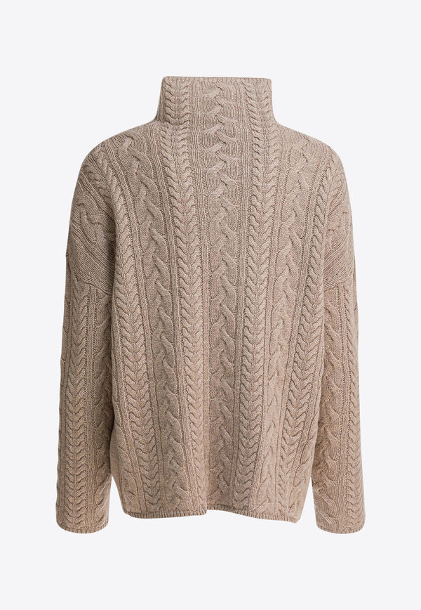 S Max Mara Genova Cable Knit Turtleneck Sweater Beige 2529366203GENOVA004_d60cc092-ddd5-47f7-ba3f-618eb0289582