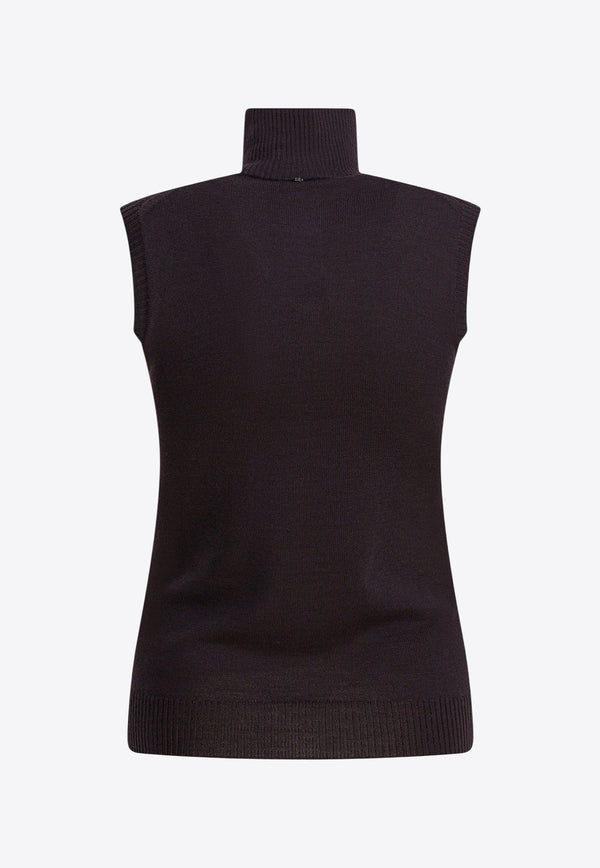 Max Mara Vertigo Turtleneck Sleeveless Wool Knit Top Brown 2522366011VERTIGO006_22181503-eab8-4ecd-975a-06adca491b14