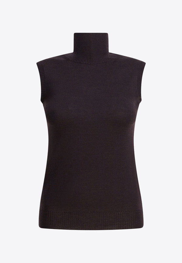 Max Mara Vertigo Turtleneck Sleeveless Wool Knit Top Brown 2522366011VERTIGO006_22181503-eab8-4ecd-975a-06adca491b14