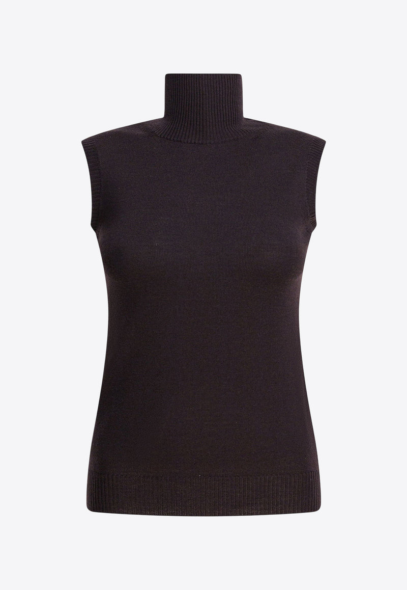 Max Mara Vertigo Turtleneck Sleeveless Wool Knit Top Brown 2522366011VERTIGO006_22181503-eab8-4ecd-975a-06adca491b14