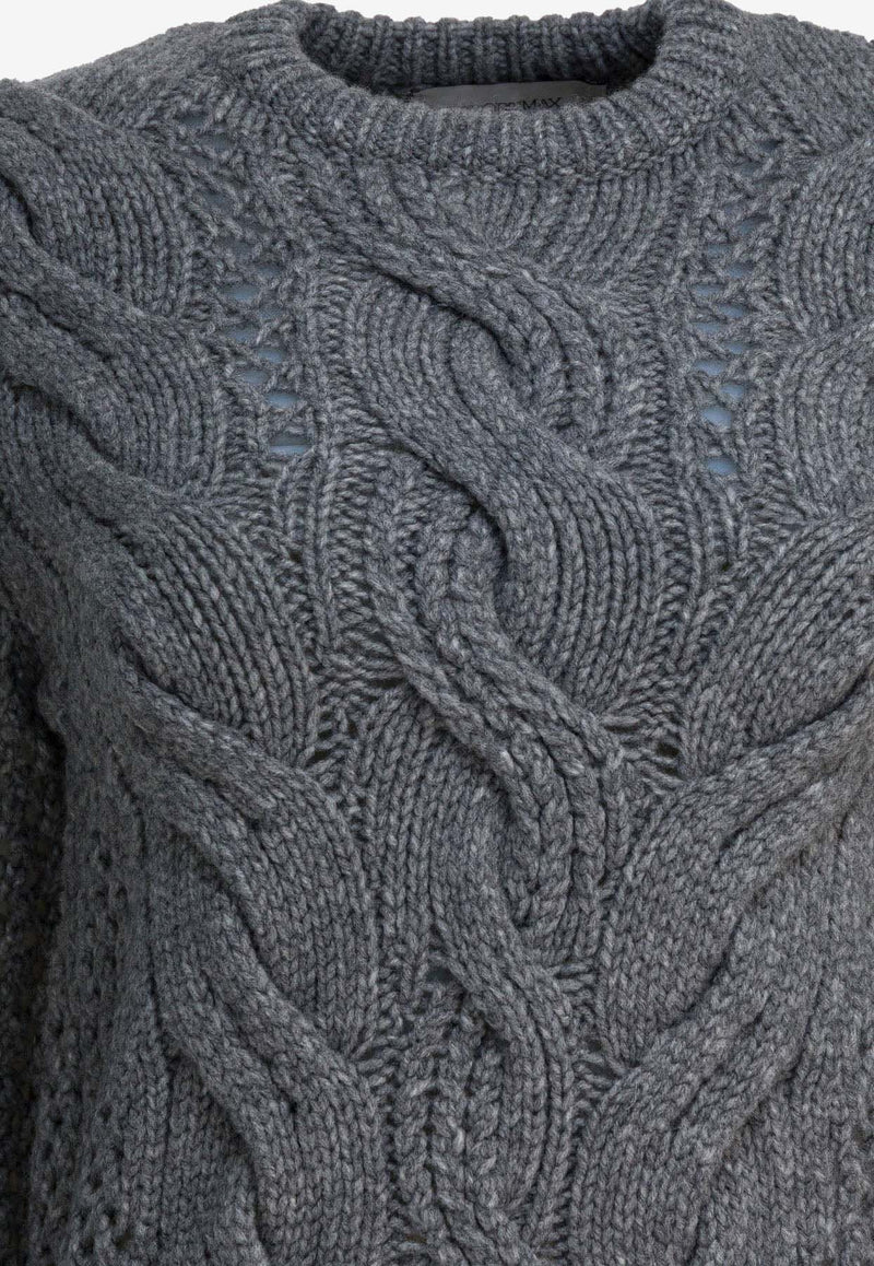 Sportmax Radio Cable Knit Wool Sweater  Gray 2522366142RADIO005_7be5c417-f566-40cb-9889-33746c649343