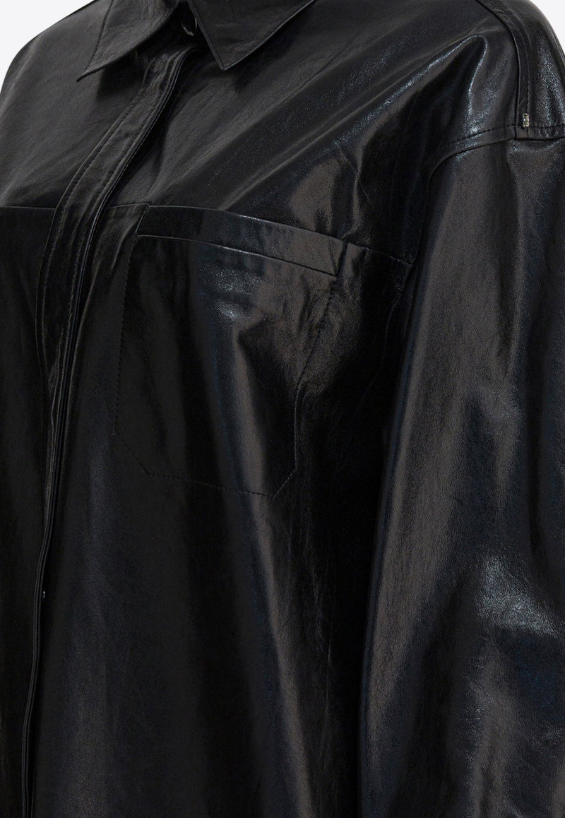 Max Mara Borel Relaxed-Fit Leather Shirt Black 2522446022BOREL002_356d1ac2-e71a-499d-9c9d-c252f3587b80