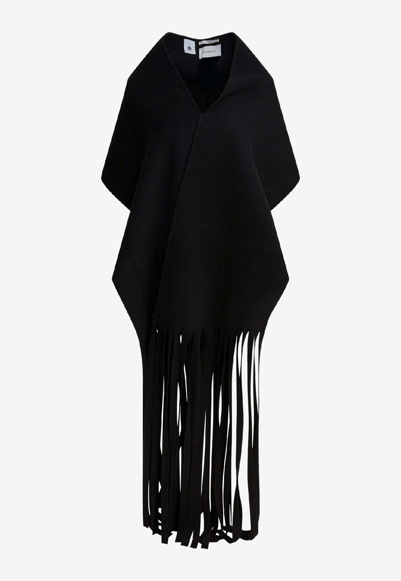 Sportmax Avocado Long Fringed Wool Scarf Black 2522546013AVOCADO013_3b75e280-3b46-41cc-bc27-e496f5f63958