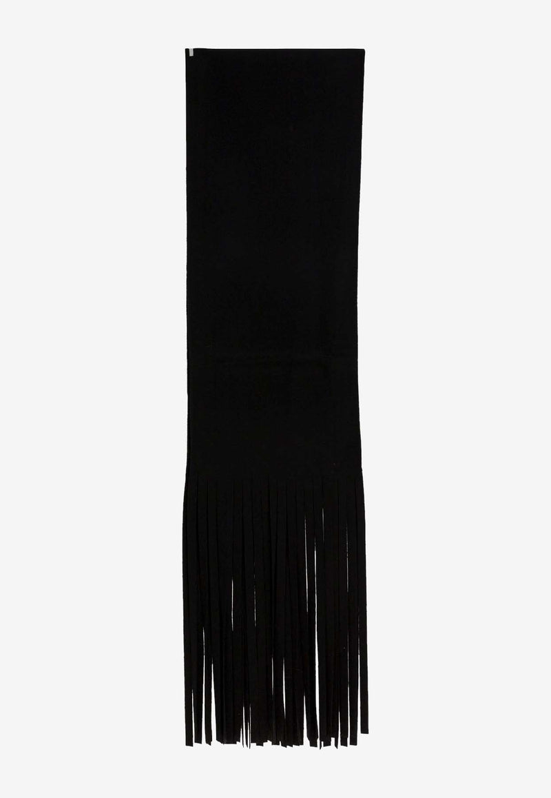 Sportmax Avocado Long Fringed Wool Scarf Black 2522546013AVOCADO013_3b75e280-3b46-41cc-bc27-e496f5f63958