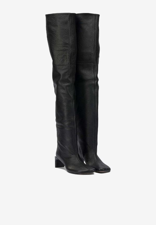Sportmax Aggravi 45 Over-The-Knee Leather Boots Black 2522796053AGGRAVI1234004_f70b2ec3-e785-4fc9-a873-1dcbd77fb2e4