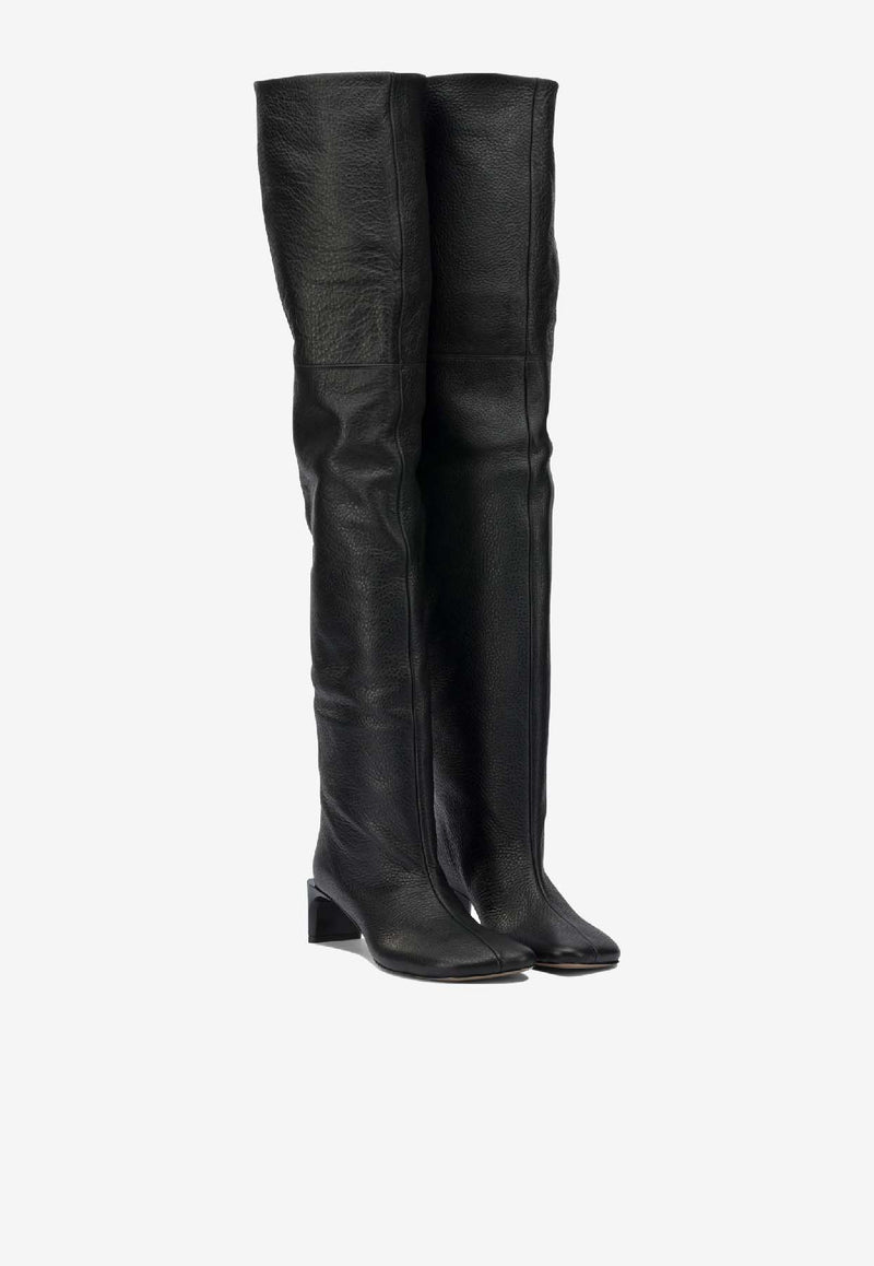 Sportmax Aggravi 45 Over-The-Knee Leather Boots Black 2522796053AGGRAVI1234004_f70b2ec3-e785-4fc9-a873-1dcbd77fb2e4