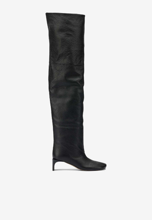 Sportmax Aggravi 45 Over-The-Knee Leather Boots Black 2522796053AGGRAVI1234004_f70b2ec3-e785-4fc9-a873-1dcbd77fb2e4