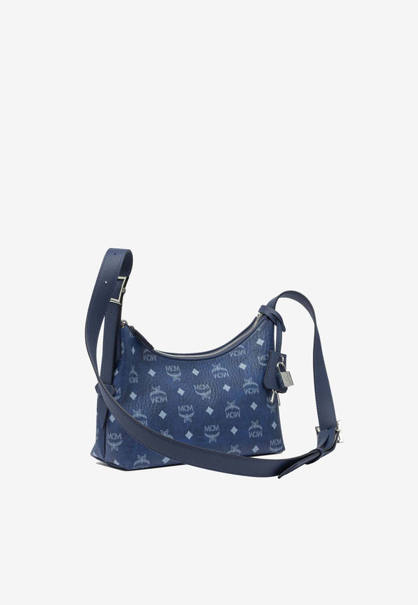 MCM Small Aren Monogram Shoulder Bag Blue MWHESTA01BLUE VISETOS_7b600fd5-94f3-4427-948a-b398c3a07fec