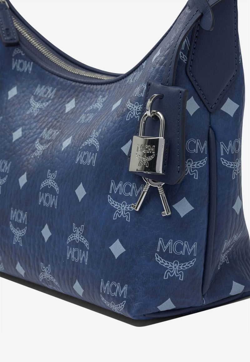 MCM Small Aren Monogram Shoulder Bag Blue MWHESTA01BLUE VISETOS_7b600fd5-94f3-4427-948a-b398c3a07fec