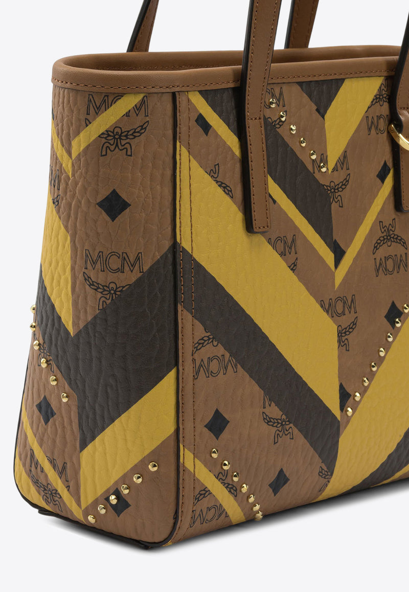MCM Toni Chevron Studded Top Handle Bag Cognac MWPFAMT01COGNAC_a4deeb35-6892-4ad5-b0df-91ae3006f52a