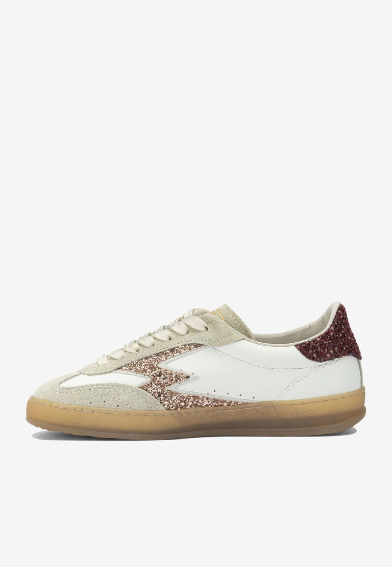 MOACONCEPT Club Deluxe Glittered Leather Sneakers White MG703CODEEP RED AND CHAMPAGNE GLITTER_1e717e3a-08af-4735-8d3b-c8439646be36