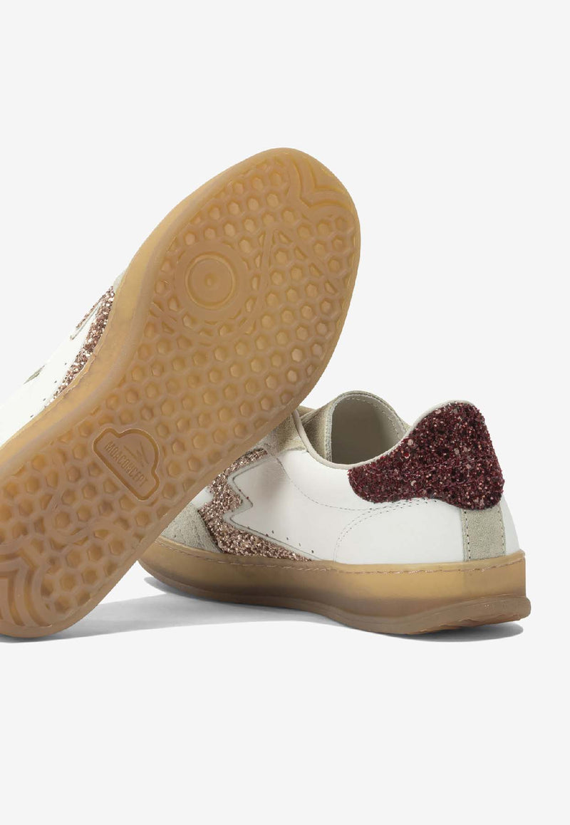 MOACONCEPT Club Deluxe Glittered Leather Sneakers White MG703CODEEP RED AND CHAMPAGNE GLITTER_1e717e3a-08af-4735-8d3b-c8439646be36