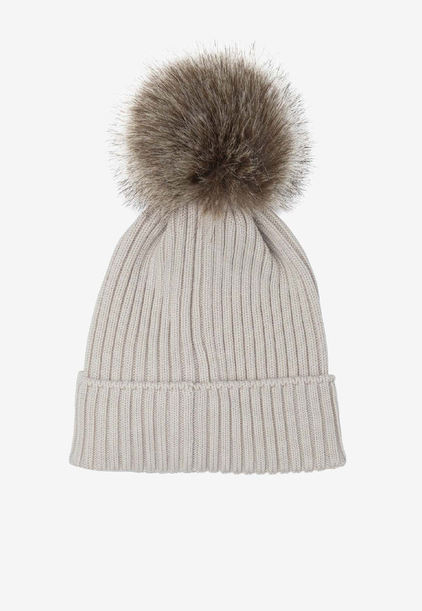 Moncler Kids Boys Pompom Wool Beanie Cream 3B00011-KA9327216_b21be41c-30bb-4723-a24c-5eedfcb83232