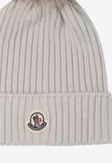 Moncler Kids Boys Pompom Wool Beanie Cream 3B00011-KA9327216_b21be41c-30bb-4723-a24c-5eedfcb83232