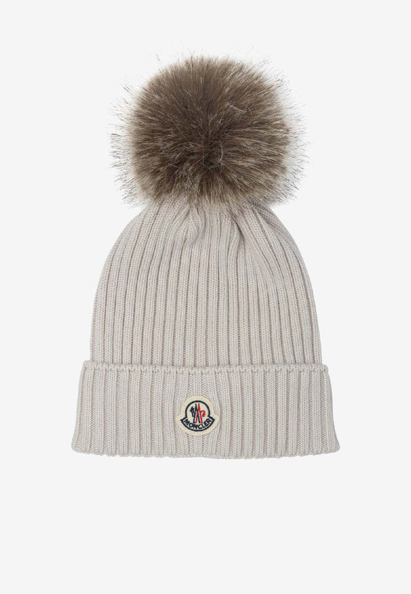 Moncler Kids Boys Pompom Wool Beanie Cream 3B00011-KA9327216_b21be41c-30bb-4723-a24c-5eedfcb83232