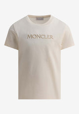 Moncler Enfant Logo-Printed Crewneck T-shirt Beige