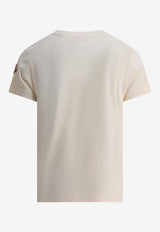 Moncler Enfant Logo-Printed Crewneck T-shirt Beige