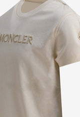 Moncler Enfant Logo-Printed Crewneck T-shirt Beige