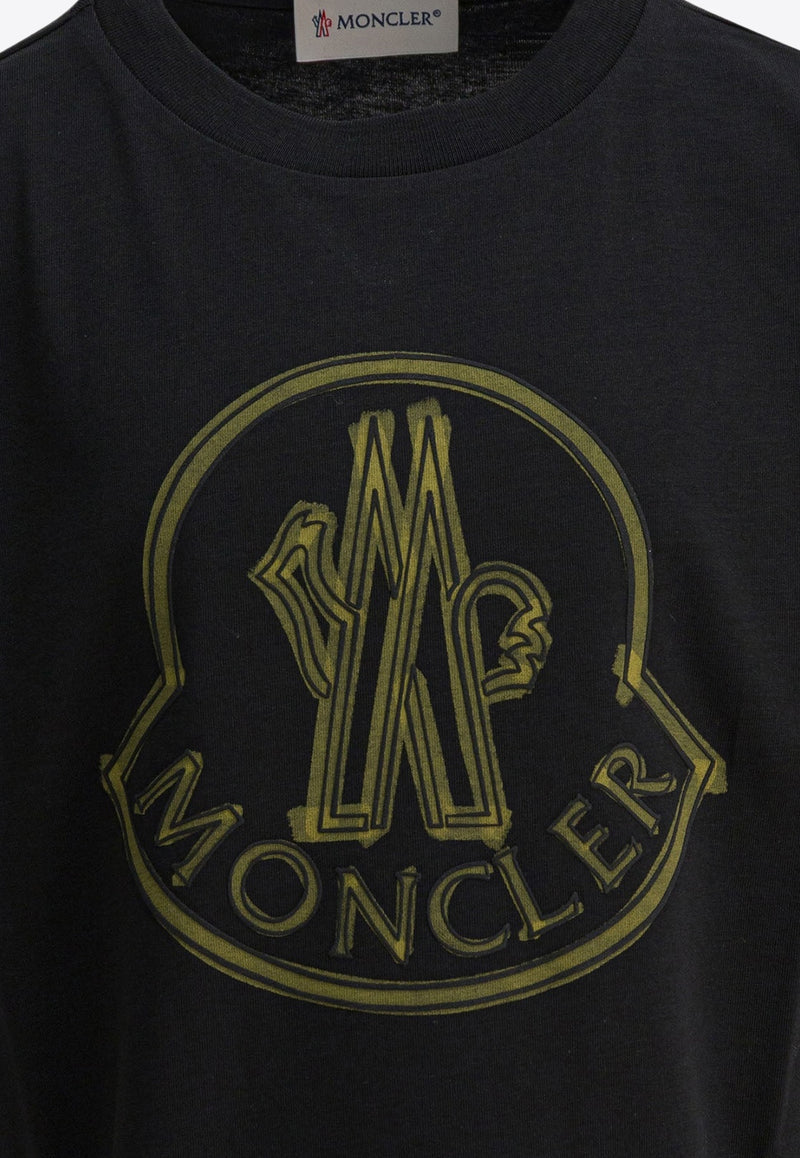 Moncler Kids Boys Printed Logo T-shirt Black 8C0002689AFV999_000ba2db-b239-486b-a2b9-1d768a81f8b8