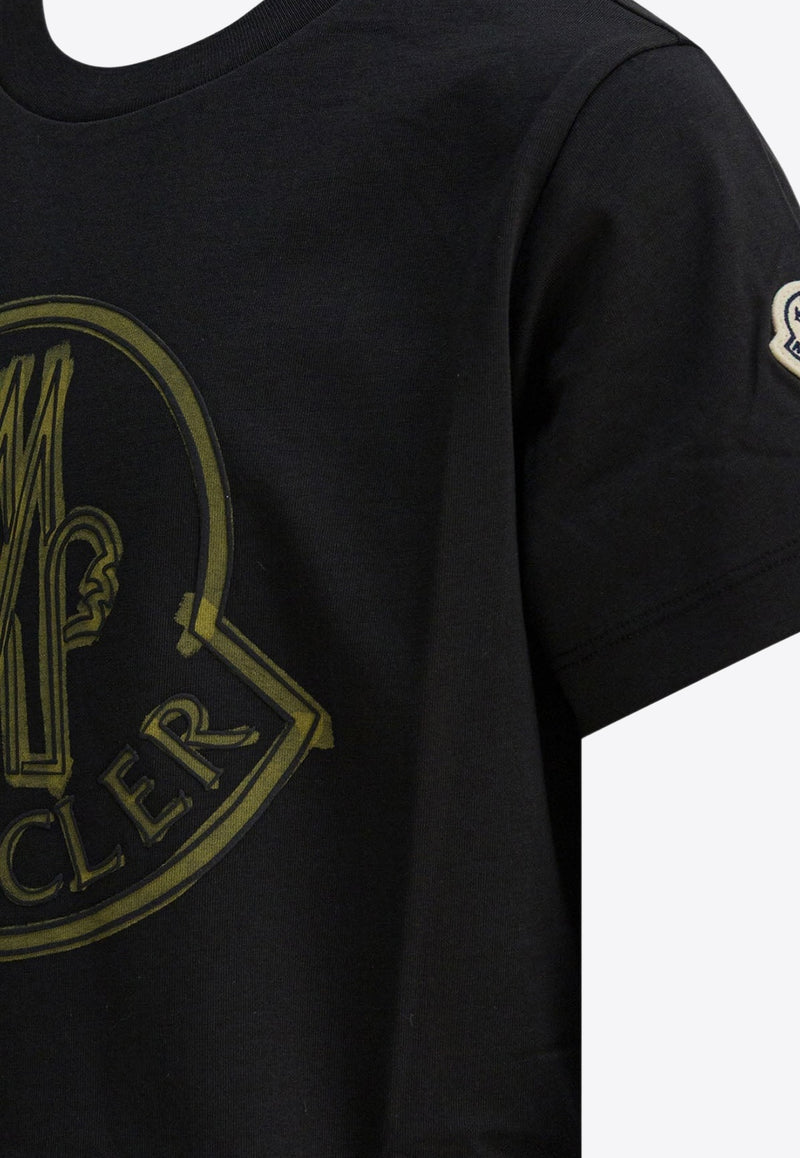 Moncler Kids Boys Printed Logo T-shirt Black 8C0002689AFV999_000ba2db-b239-486b-a2b9-1d768a81f8b8