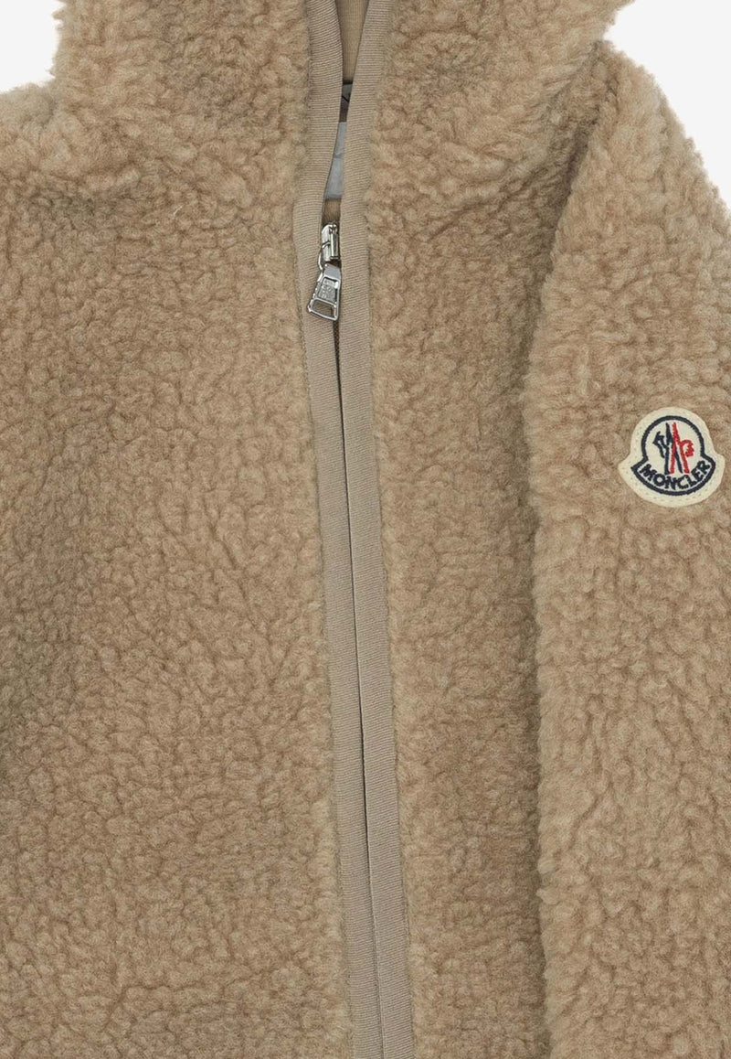 Moncler Kids Babies Zip-Up Fleece Jacket Beige 8G00001-89A3X239_751f3ab5-72d4-431a-8593-4fe6647d56d0