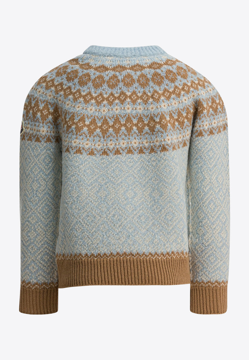 Moncler Kids Boys Patterned Wool Sweater Blue 9C00008-M4505702_895c1300-d108-4b39-b2f4-4f2ba7436aae