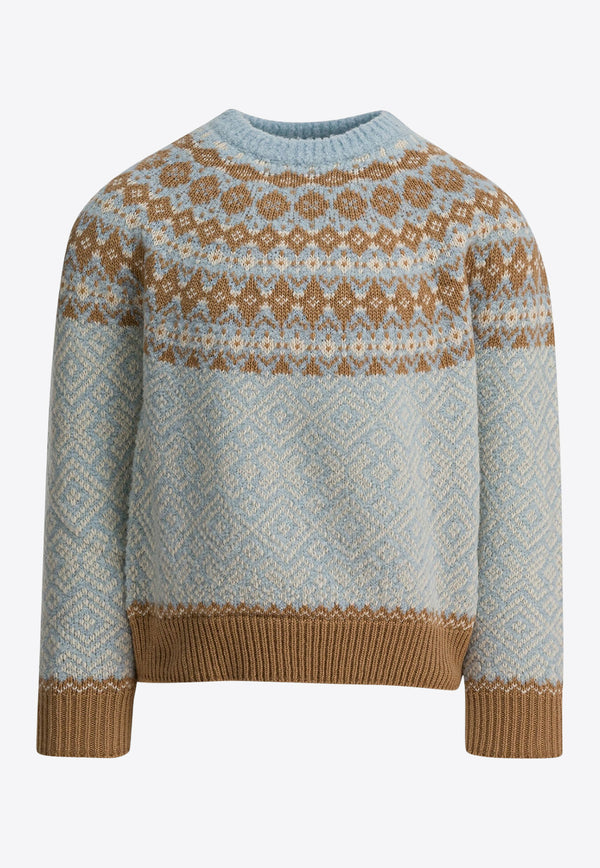 Moncler Kids Boys Patterned Wool Sweater Blue 9C00008-M4505702_895c1300-d108-4b39-b2f4-4f2ba7436aae