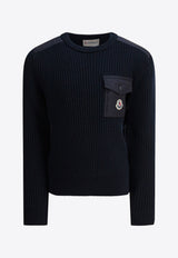 Moncler Kids Boys Logo Patch Sweater Blue 9C00010-M1241742_4bf8c9c1-376d-43a6-a5eb-26b9ff14706d