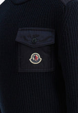 Moncler Kids Boys Logo Patch Sweater Blue 9C00010-M1241742_4bf8c9c1-376d-43a6-a5eb-26b9ff14706d