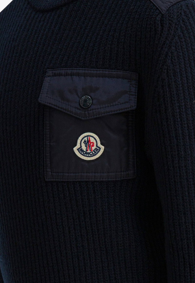 Moncler Kids Boys Logo Patch Sweater Blue 9C00010-M1241742_4bf8c9c1-376d-43a6-a5eb-26b9ff14706d