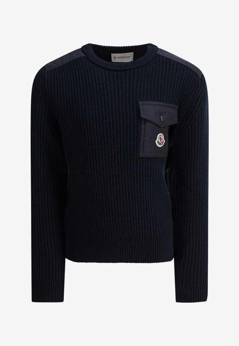 Moncler Kids Boys Logo Patch Sweater Blue 9C00010-M1241742_4bf8c9c1-376d-43a6-a5eb-26b9ff14706d