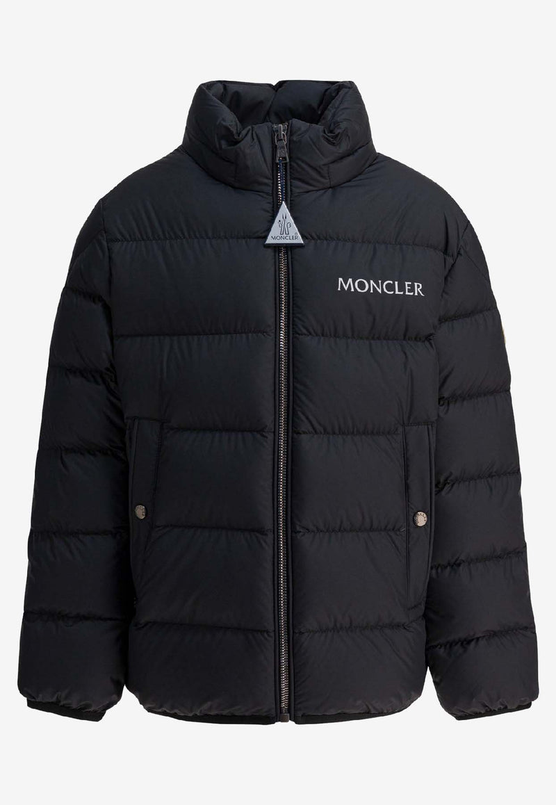 Moncler Kids Boys Logo Print Down Jacket Black BAJAN1A00026-597X2999_88f90f7c-7faf-405b-8aef-148e63dc58a6