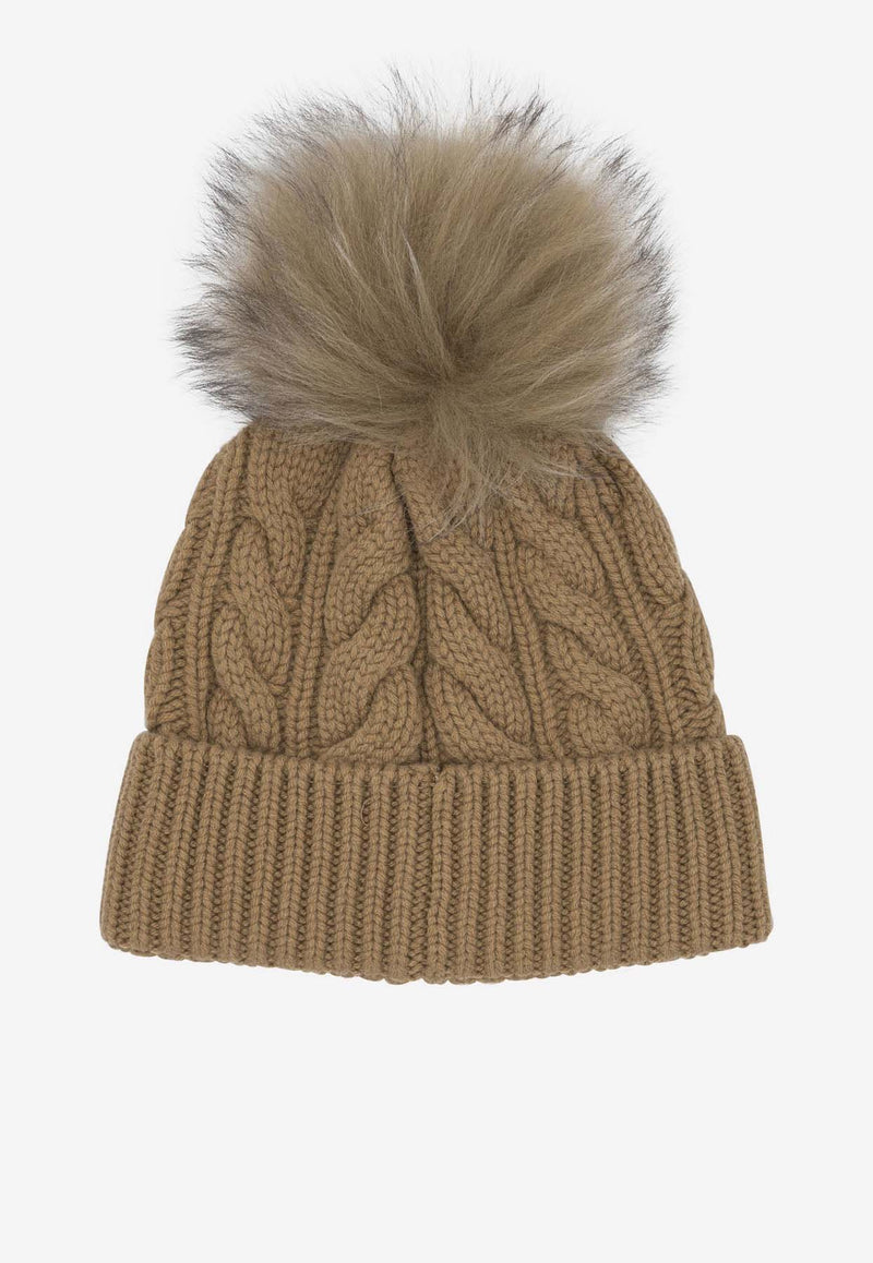 Moncler Grenoble Cable Knit Wool Pompom Beanie Beige 3B00011-A0069234_ea103976-e279-4ee2-beea-217bdfc7dcf3