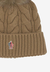 Moncler Grenoble Cable Knit Wool Pompom Beanie Beige 3B00011-A0069234_ea103976-e279-4ee2-beea-217bdfc7dcf3