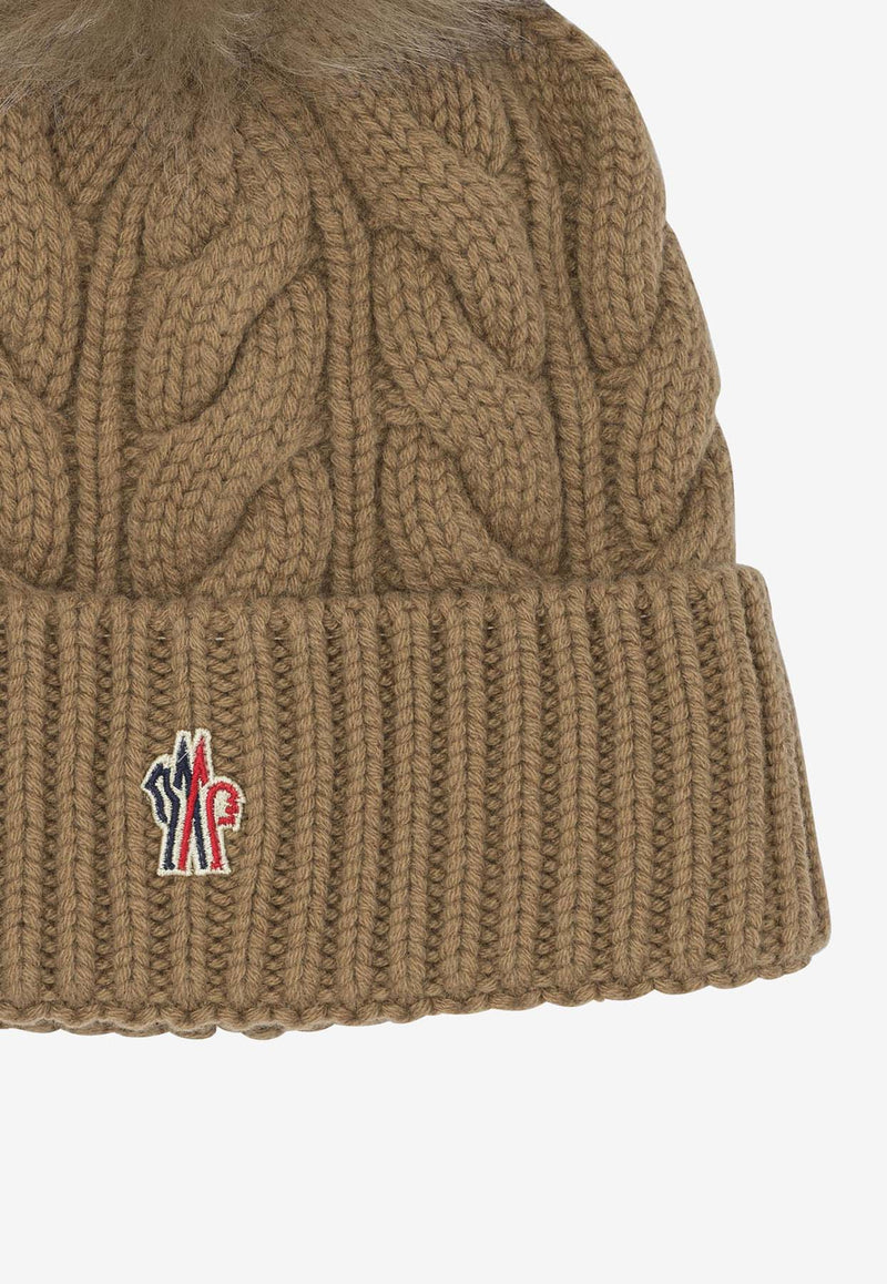Moncler Grenoble Cable Knit Wool Pompom Beanie Beige 3B00011-A0069234_ea103976-e279-4ee2-beea-217bdfc7dcf3