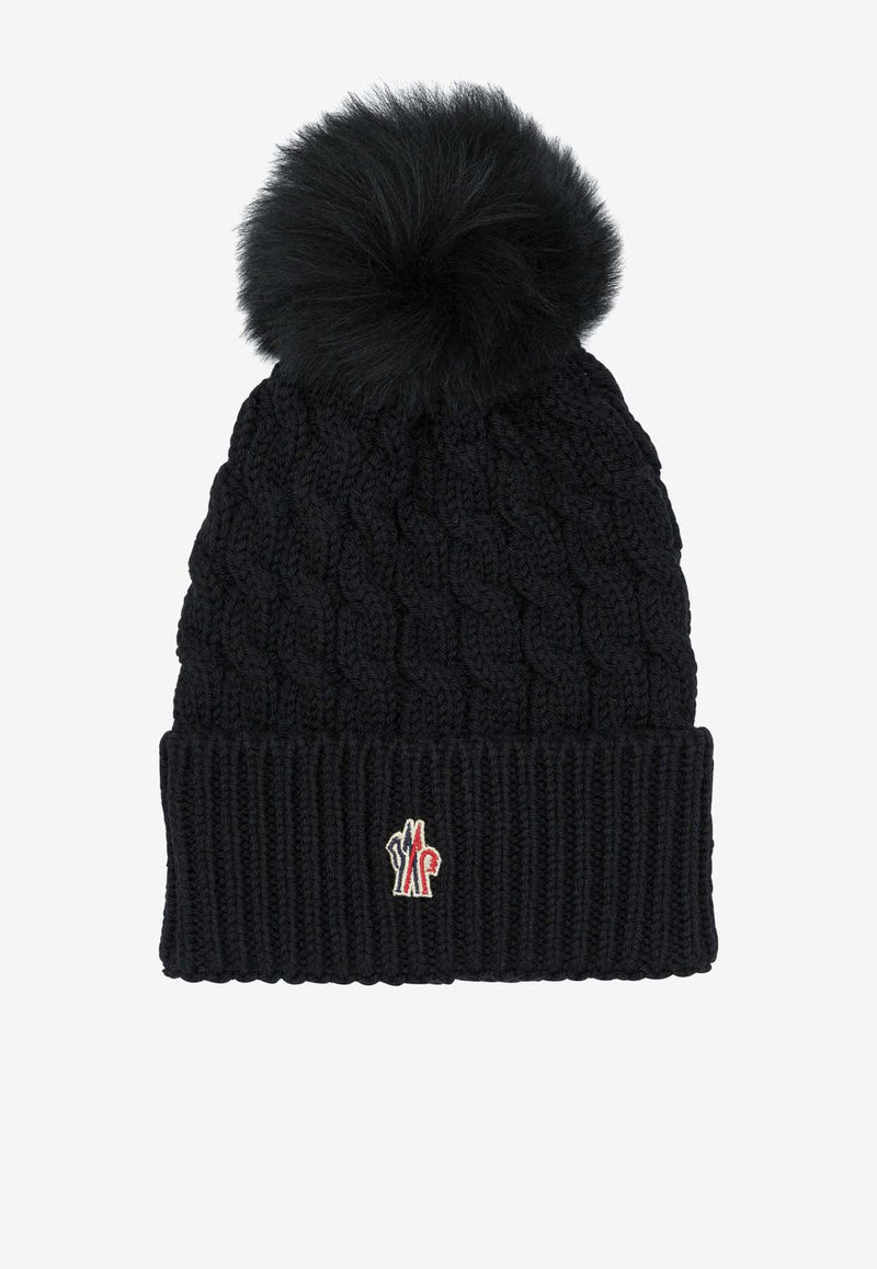 Moncler Grenoble Cable Knit Wool Pompom Beanie Black 3B00012-0402A999_d1265146-9333-4999-8c3c-0886dd6a3e93