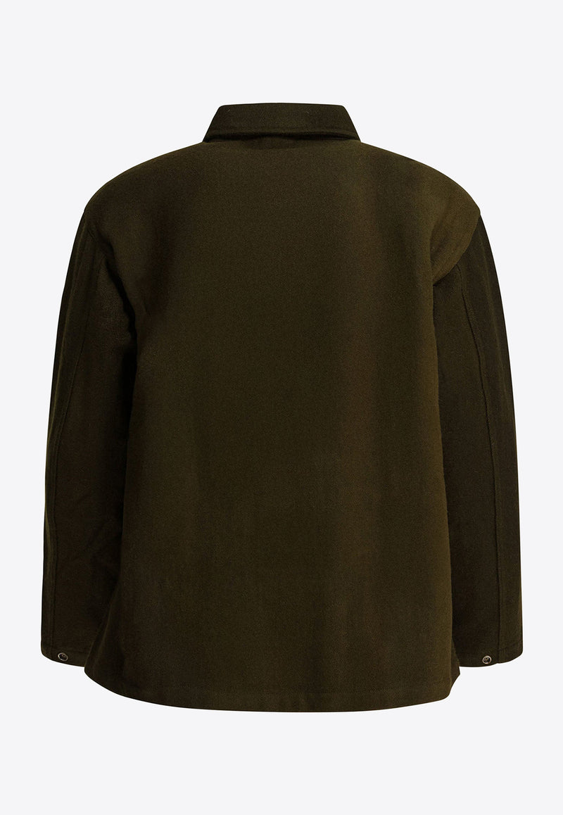 Needles Wool Overshirt with Maxi-Pockets Green RW160OLIVE_c3e890d0-b330-414e-9f3f-e4446aac526f