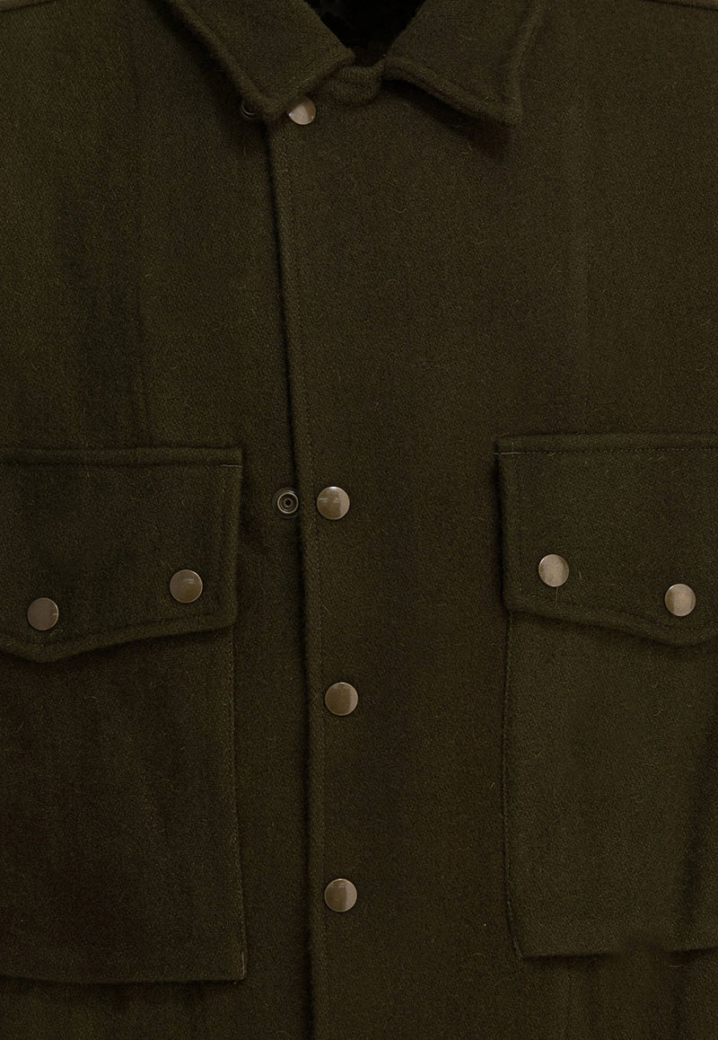 Needles Wool Overshirt with Maxi-Pockets Green RW160OLIVE_c3e890d0-b330-414e-9f3f-e4446aac526f